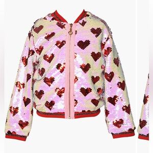 Truly Me, Kids flip sequin heart bomber jacket in size 4T. Great condition!